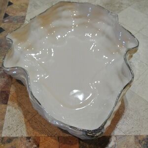 POTTERY BARN WHITE CERAMIC UNDER THE SEA OYSTER TRAY